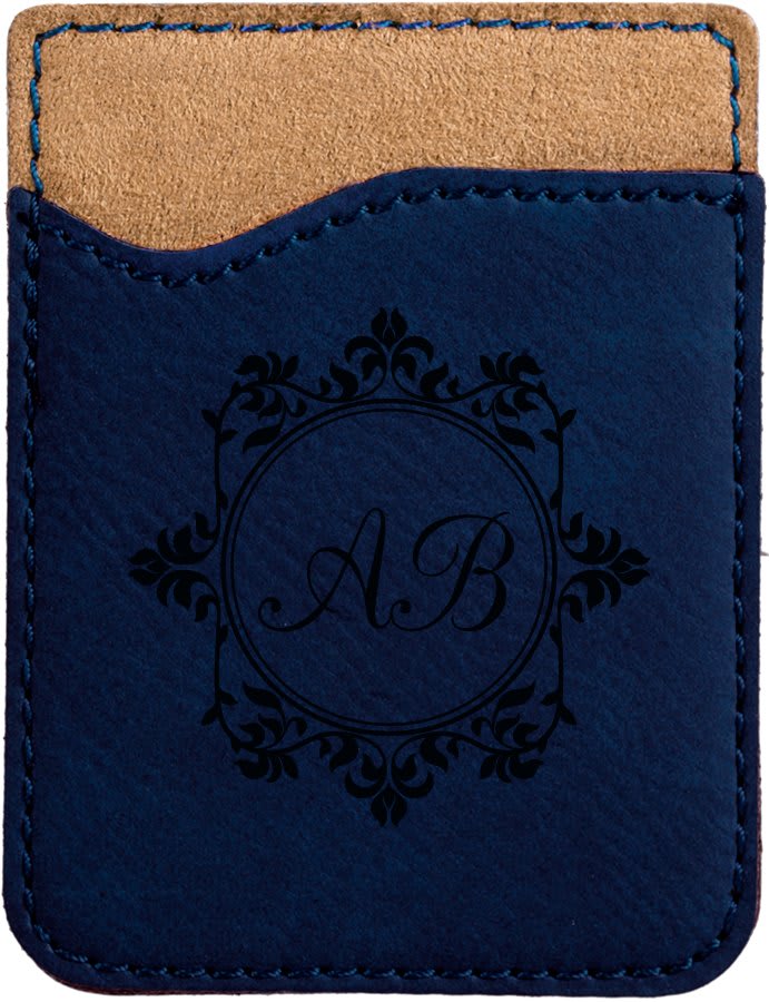 Blue/Black Laserable Leatherette Phone Wallet