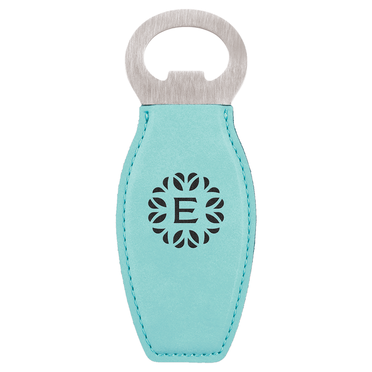 Teal Laserable Leatherette Bottle Opener with Magnet