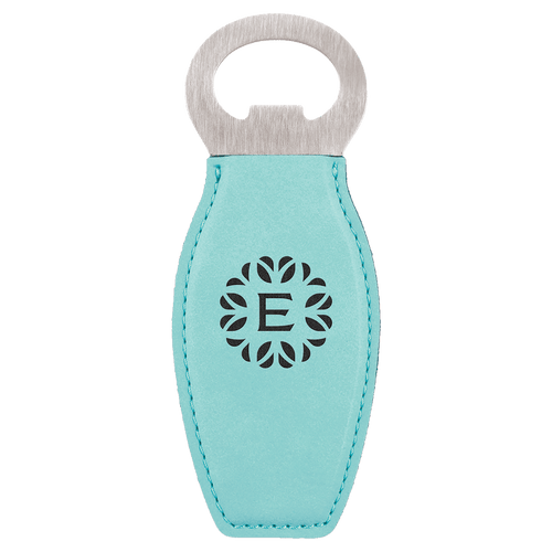 Teal Laserable Leatherette Bottle Opener with Magnet