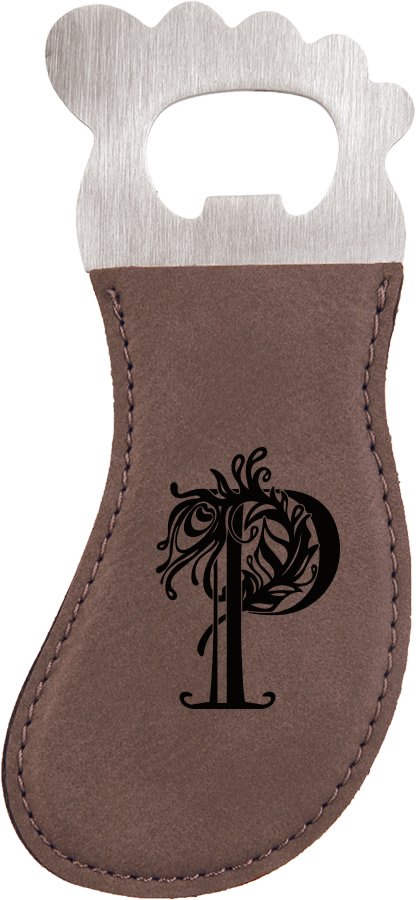 Gray Laserable Leatherette Foot Shaped Bottle Opener with Magnet