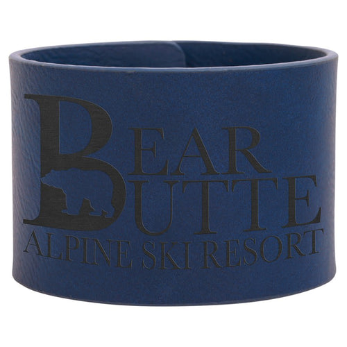 9 1/2" x 2" Blue/Black Laserable Leatherette Cuff Bracelet