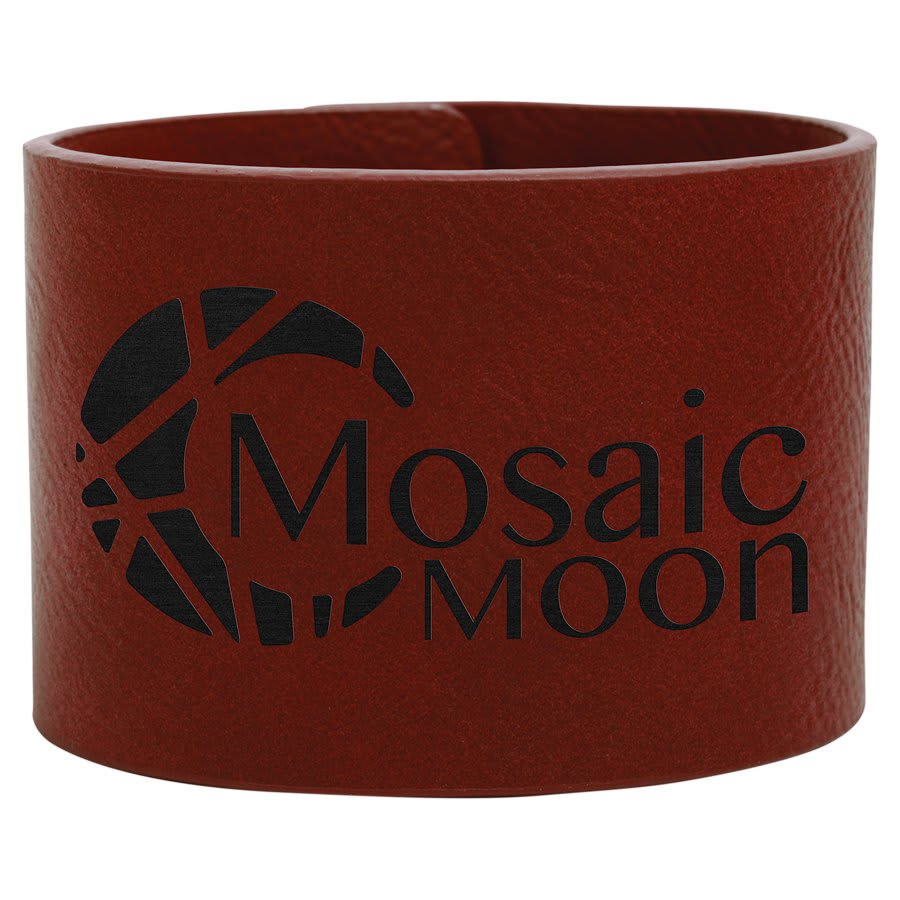 9 1/2" x 2" Rose Laserable Leatherette Cuff Bracelet