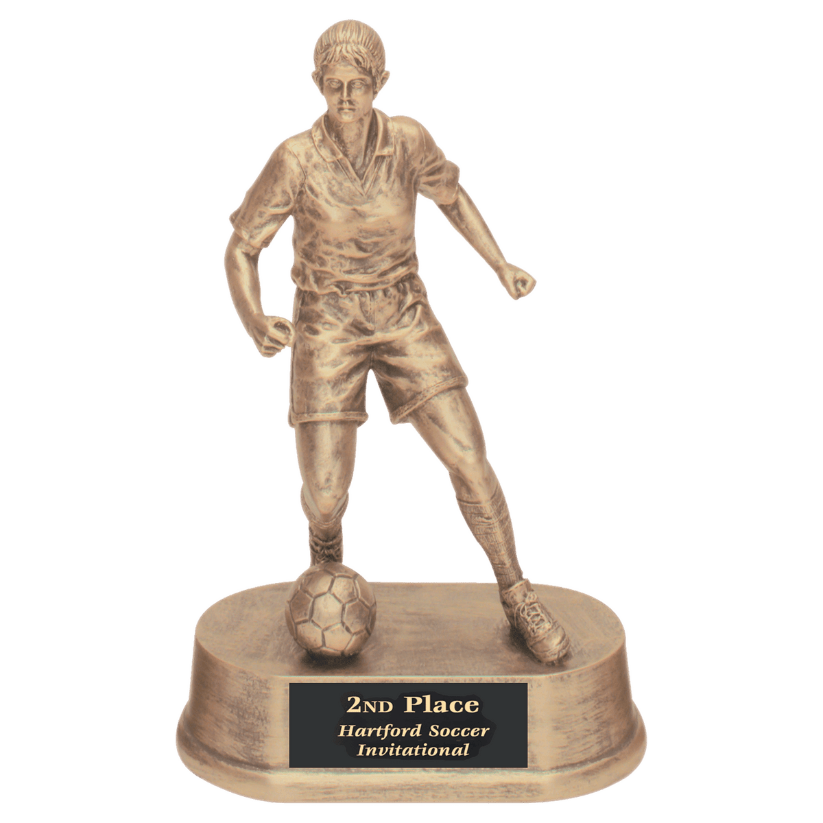 7 3/4" Antique Gold Female Soccer Resin
