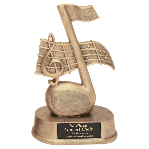 7 3/4" Antique Gold Music Note Resin