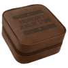 Personalized Leatherette Travel Jewelry Box — 4" × 4", Tan Lining