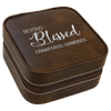 Personalized Leatherette Travel Jewelry Box — 4" × 4", Tan Lining