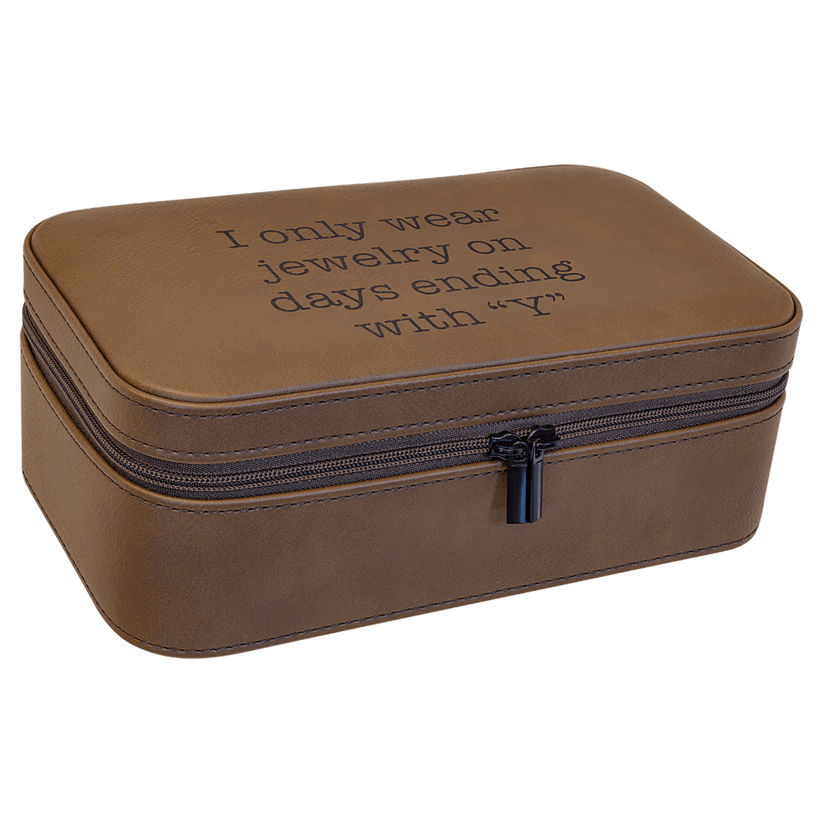 Personalized Leatherette Travel Jewelry Box — 7½" × 4½", Black Lining