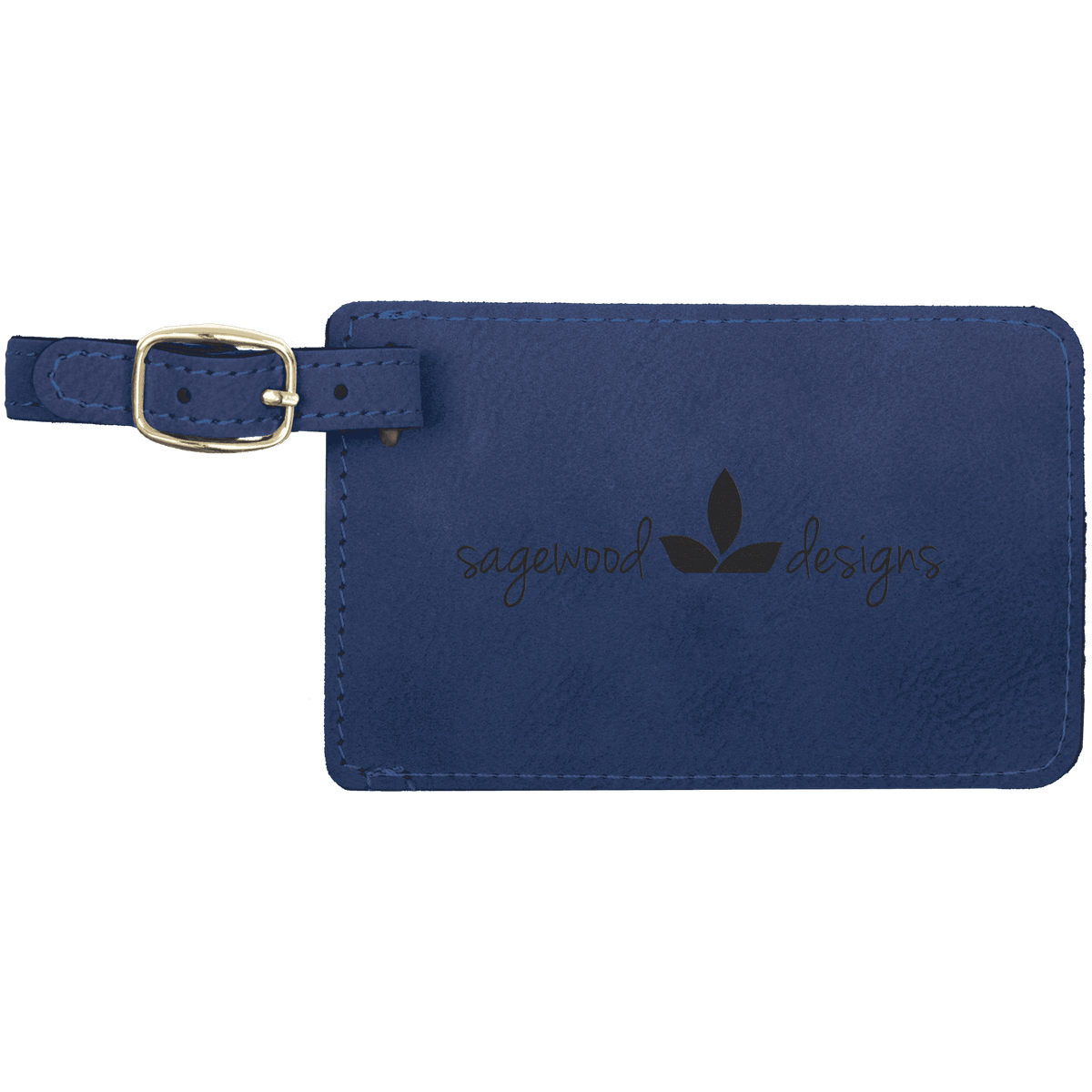 Blue/Black 4 1/4" x 2 3/4" Laserable Leatherette Luggage Tag