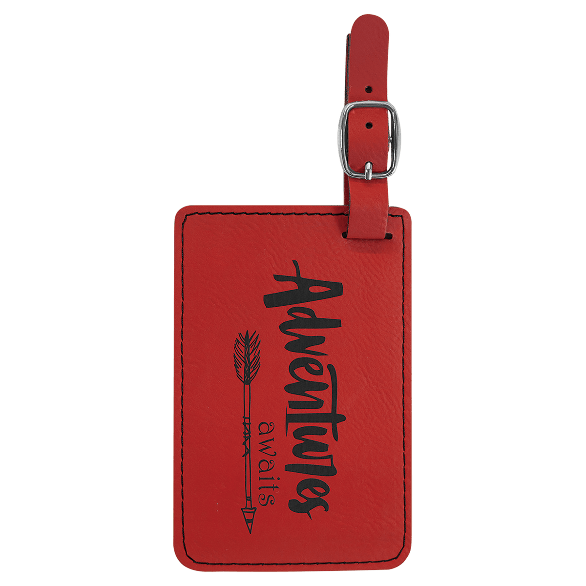 Red 4 1/4" x 2 3/4" Laserable Leatherette Luggage Tag