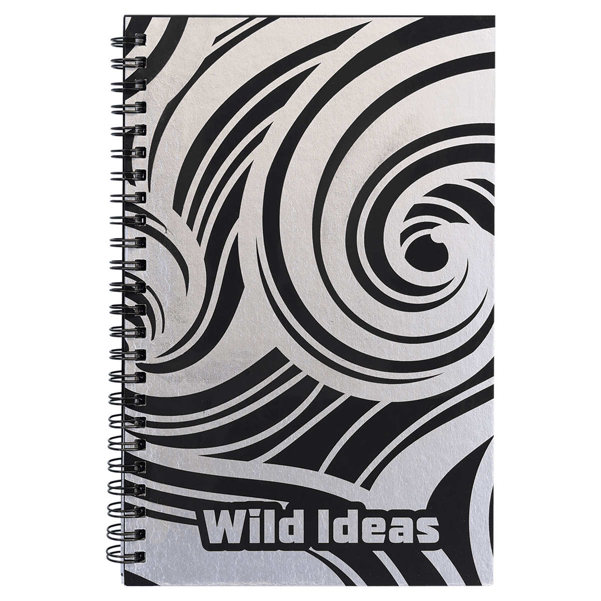 5 1/2" x 8 1/2" Black Lazerburst Spiral Notebook-Lasers to Silver