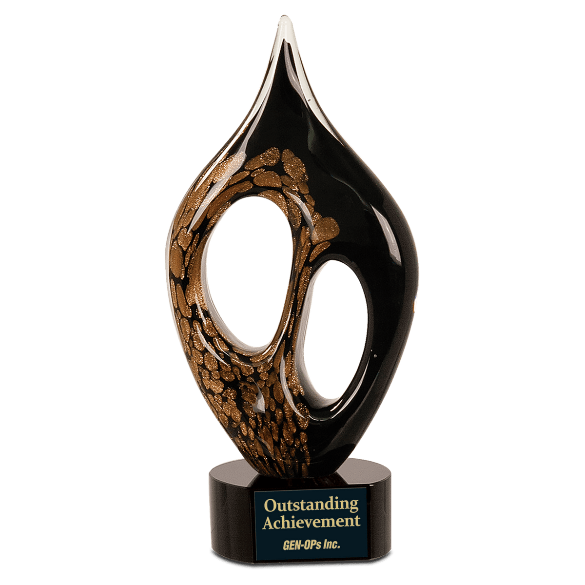 Black and Gold Coral Art Glass Award