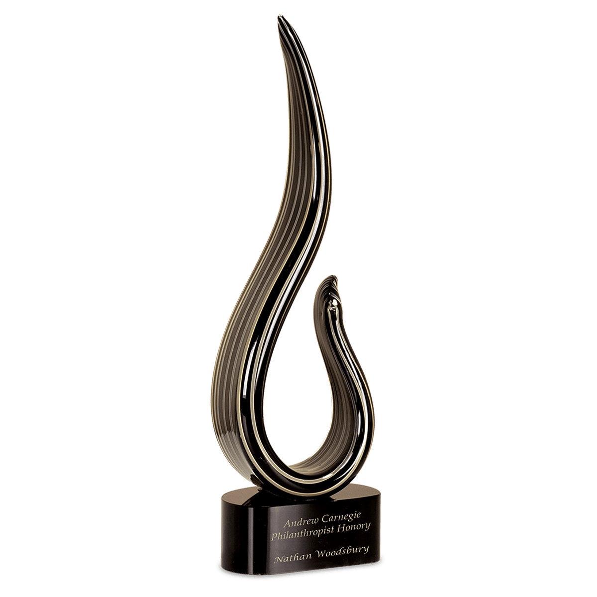 Black and Gold Curve Art Glass Award