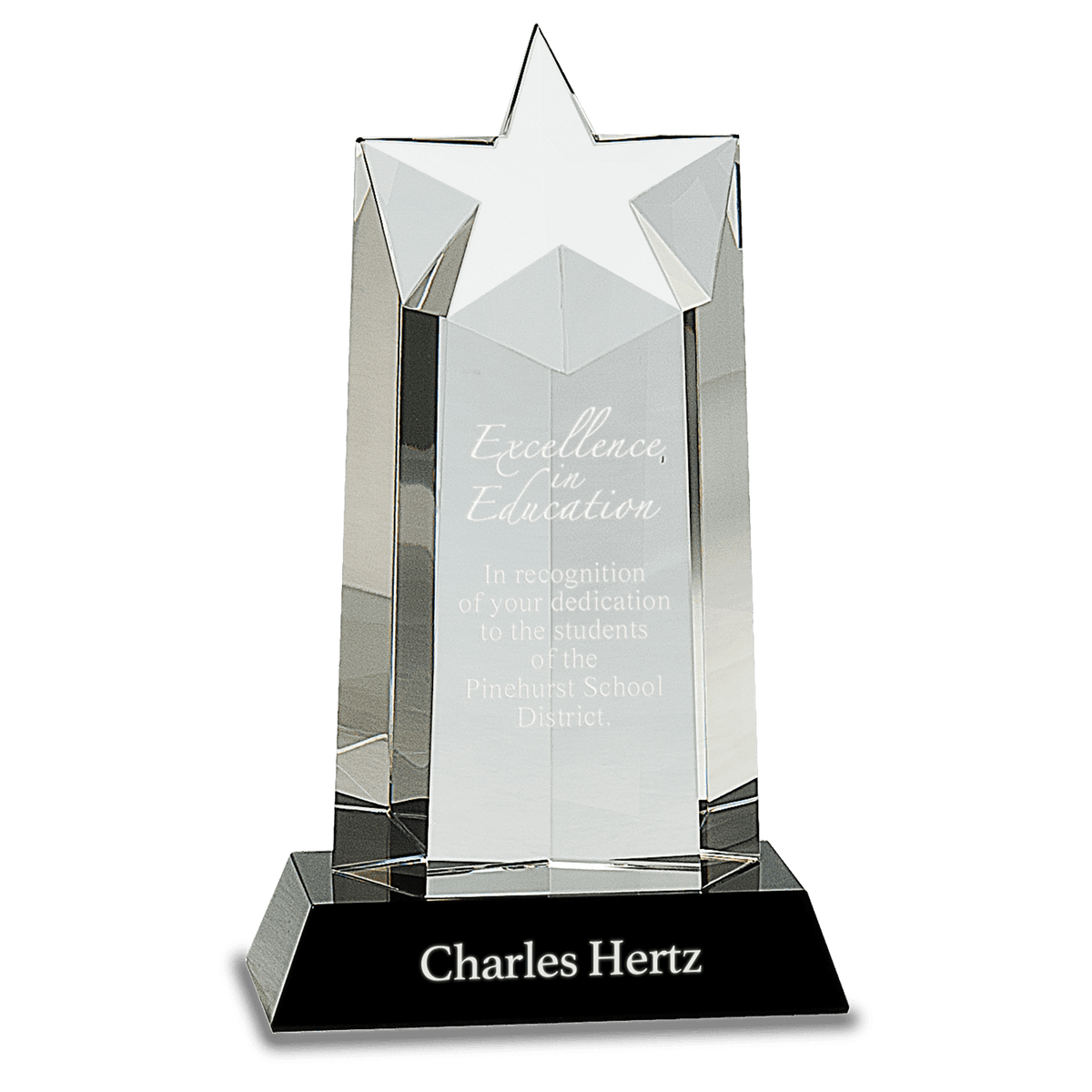 Crystal Star Column on Black Pedestal