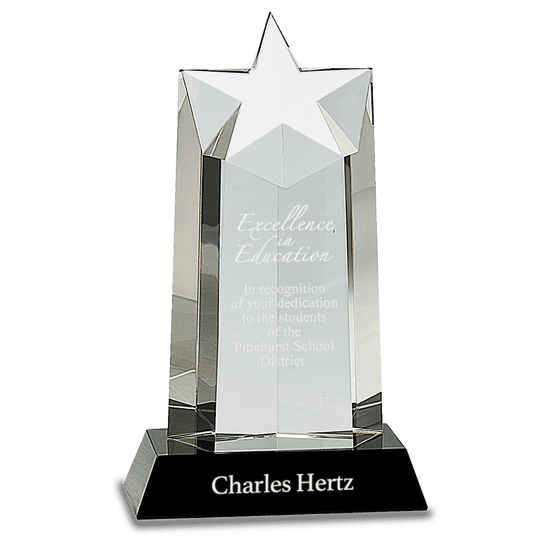 Crystal Star Column on Black Pedestal