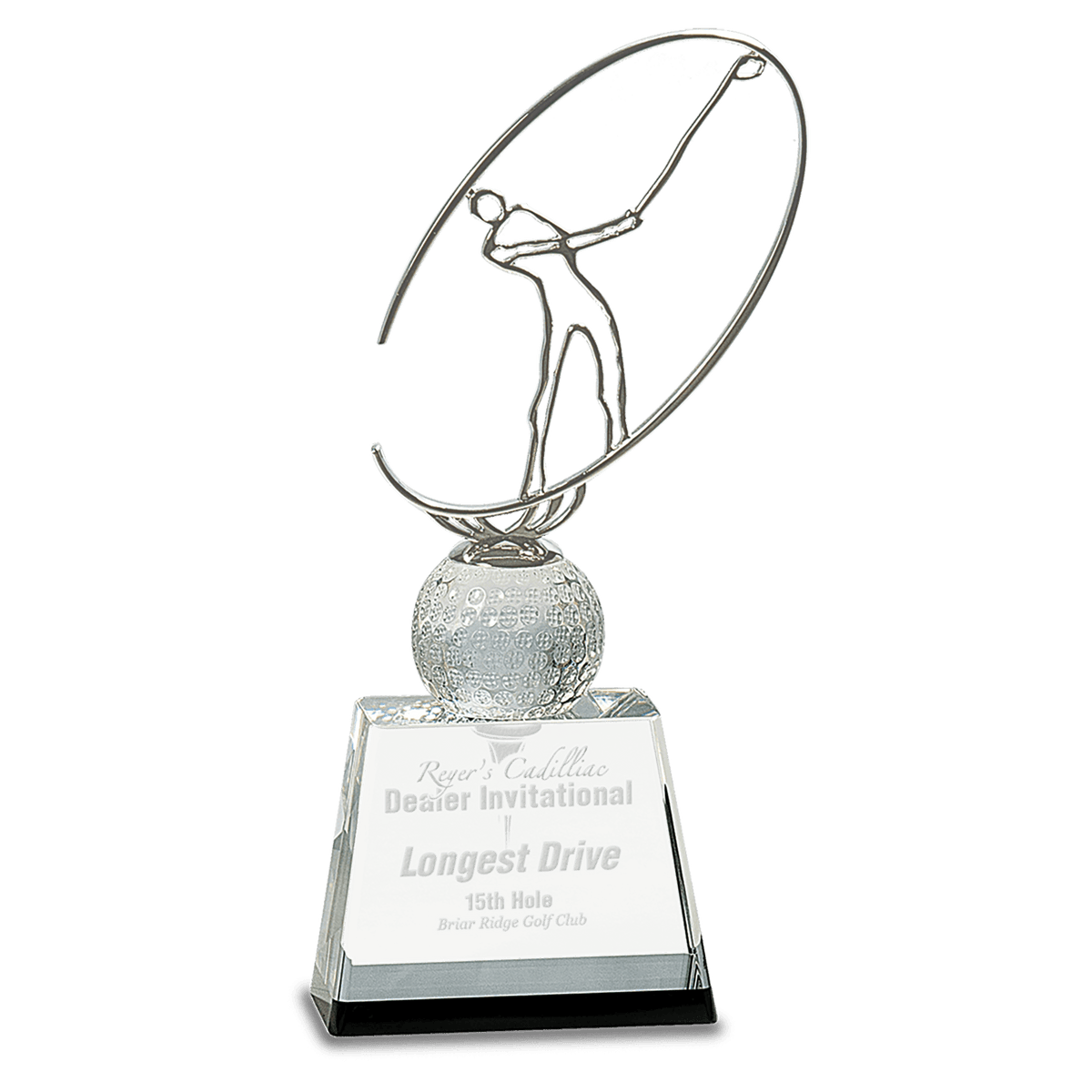 Crystal Golf Award with Silver Figure