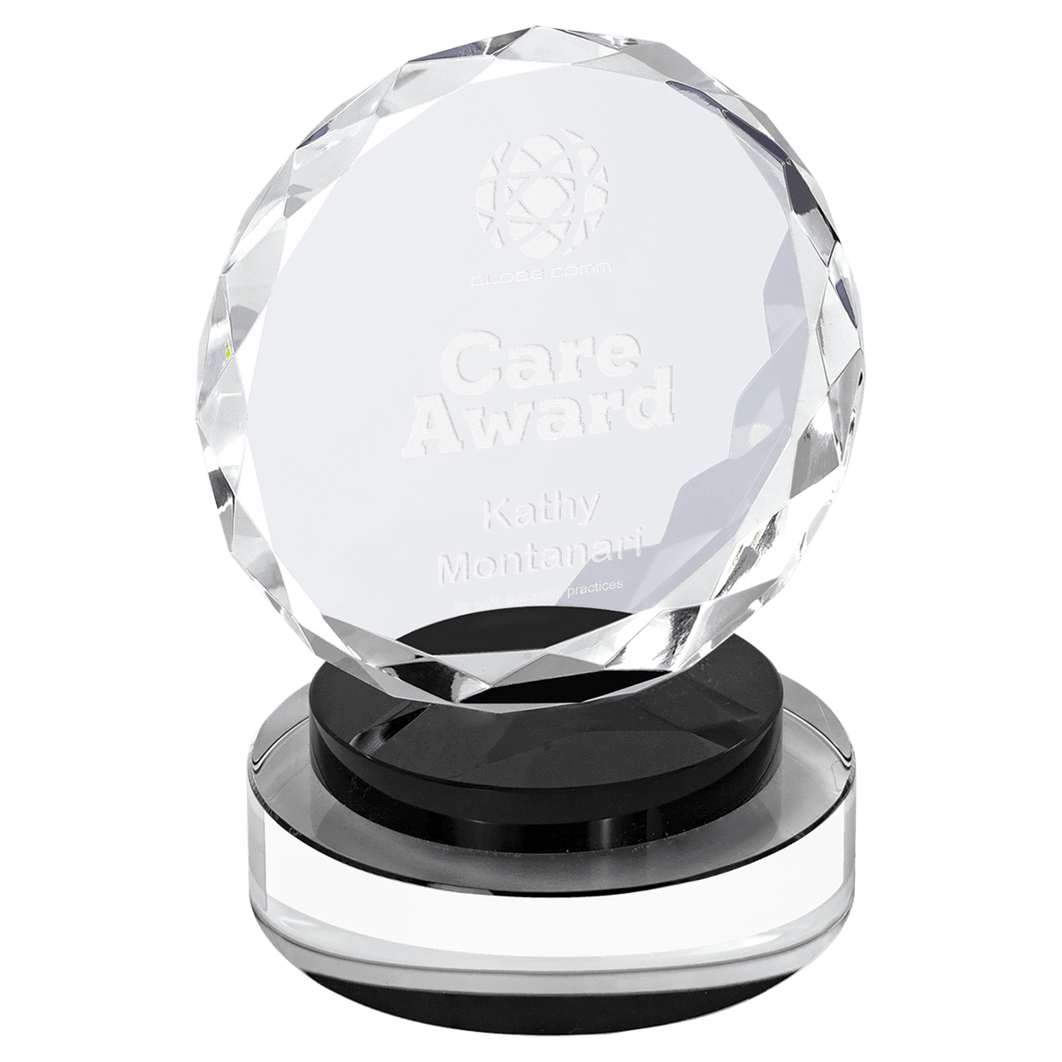 Round Facet Crystal Award on Round Base