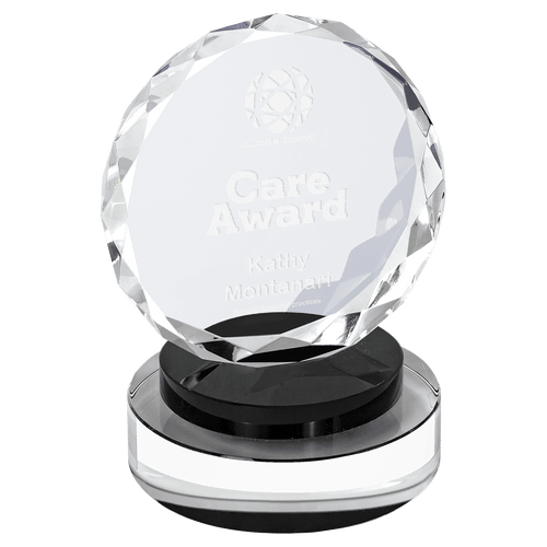 Round Facet Crystal Award on Round Base