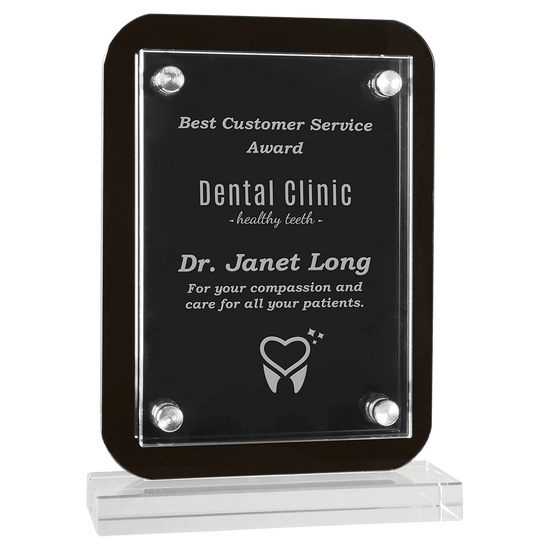 Black Floating Glass Standup Plaque
