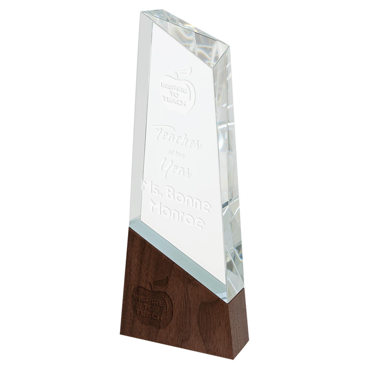Sierra Glass Peak Award with Walnut Base