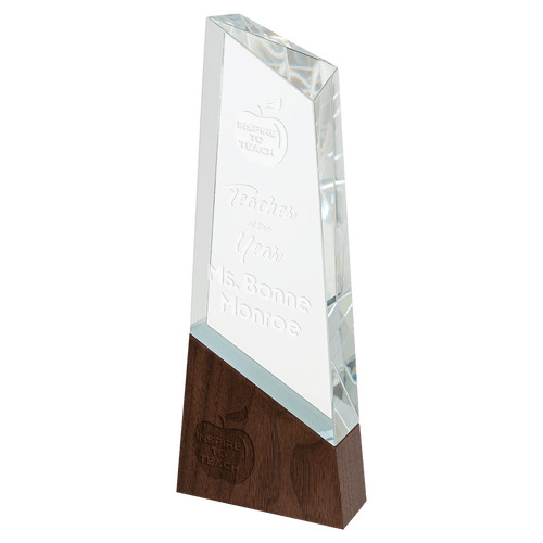 Sierra Glass Peak Award with Walnut Base