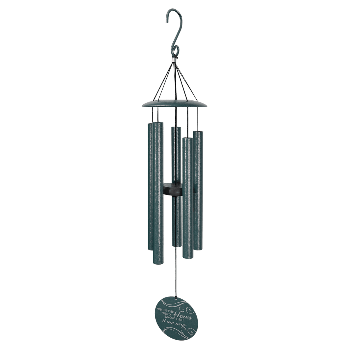 Dark Peacock Green Powder Coated Aluminum Wind Chime