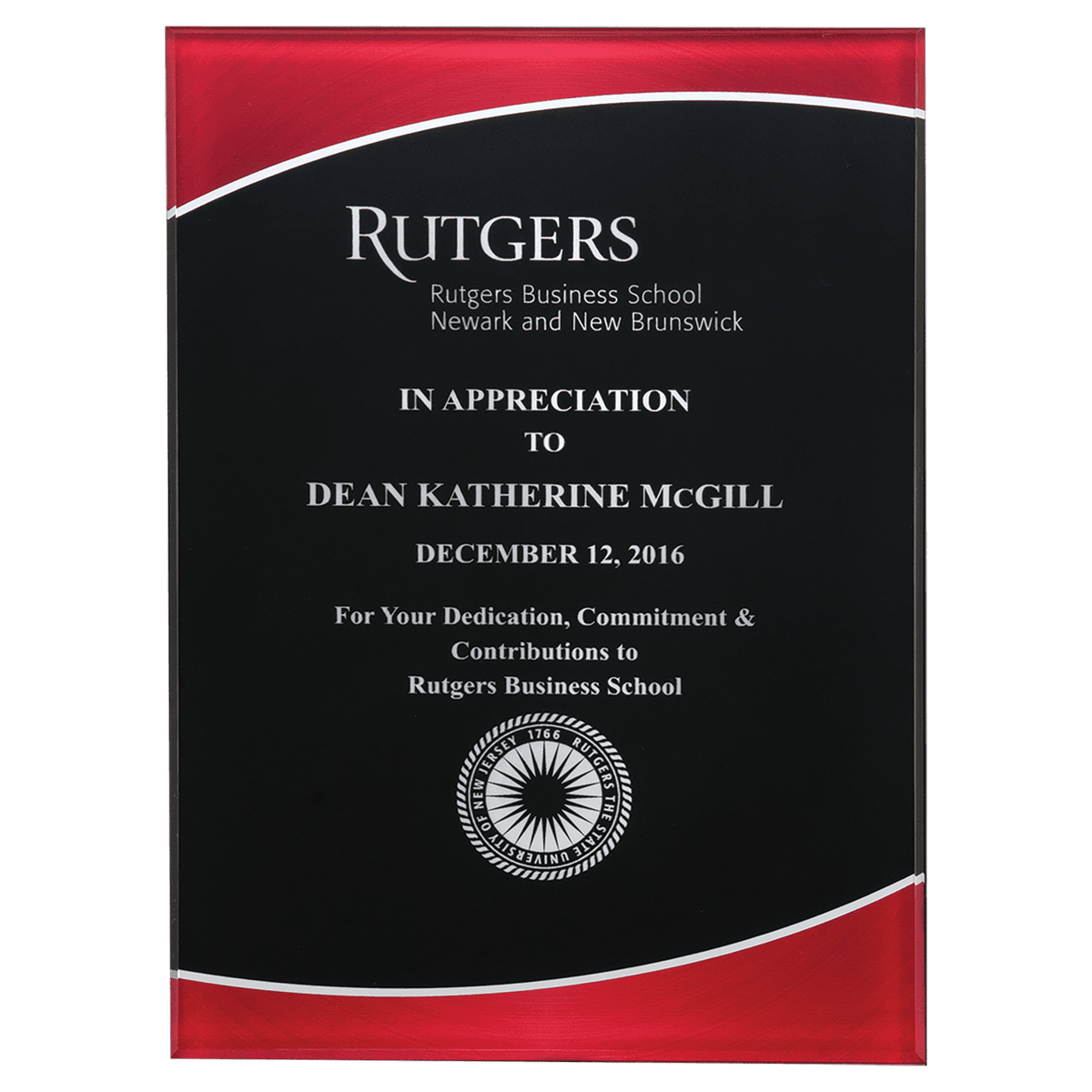 Acrylic Plaque Plate with Red Border and Black Center