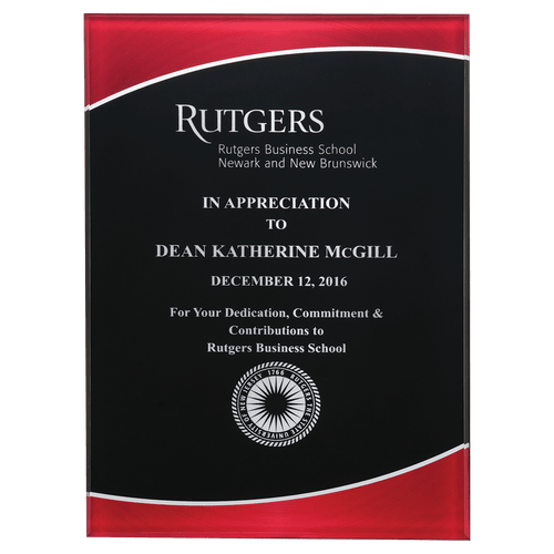 Acrylic Plaque Plate with Red Border and Black Center