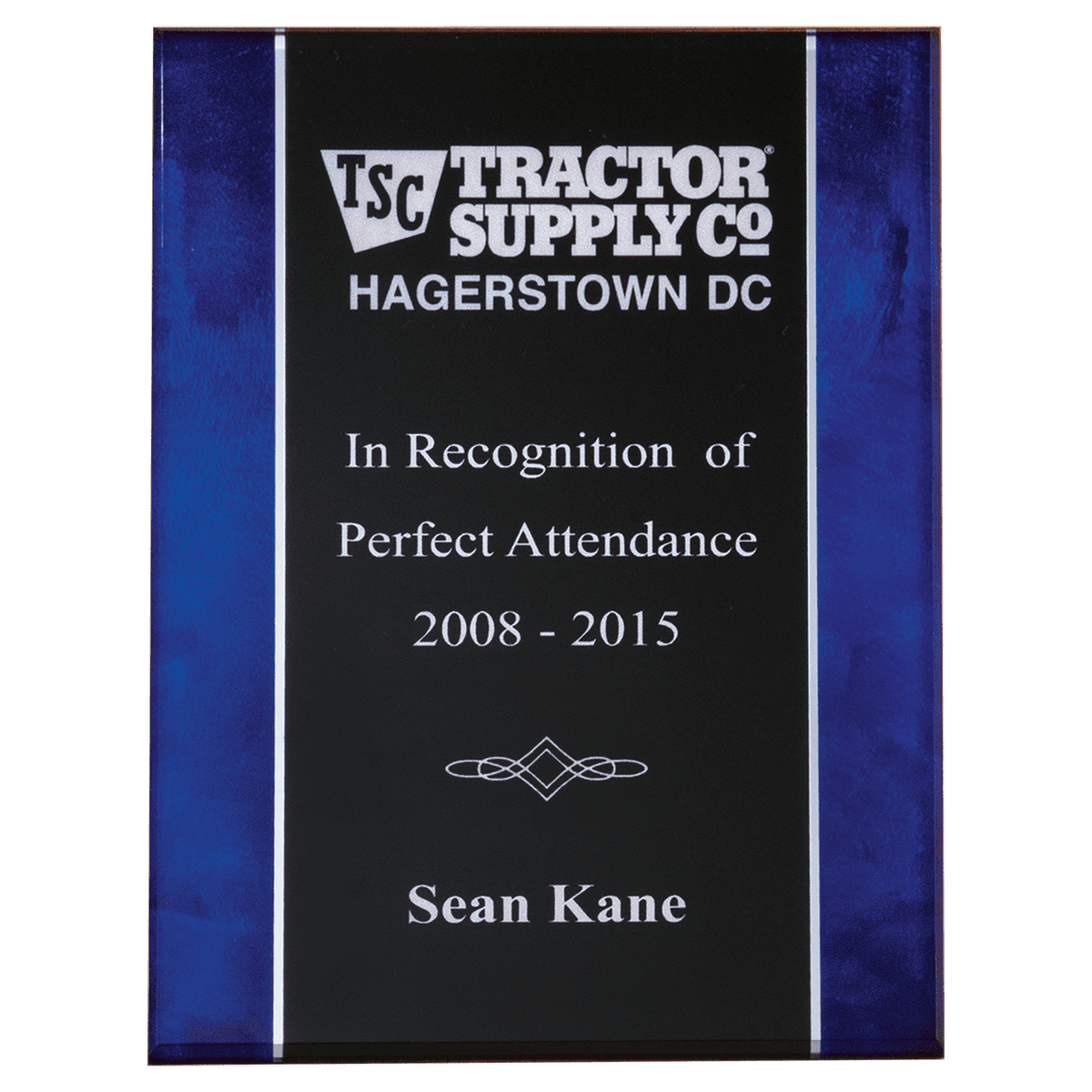 Acrylic Plaque Plate with Blue Border and Black Center