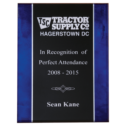 Acrylic Plaque Plate with Blue Border and Black Center