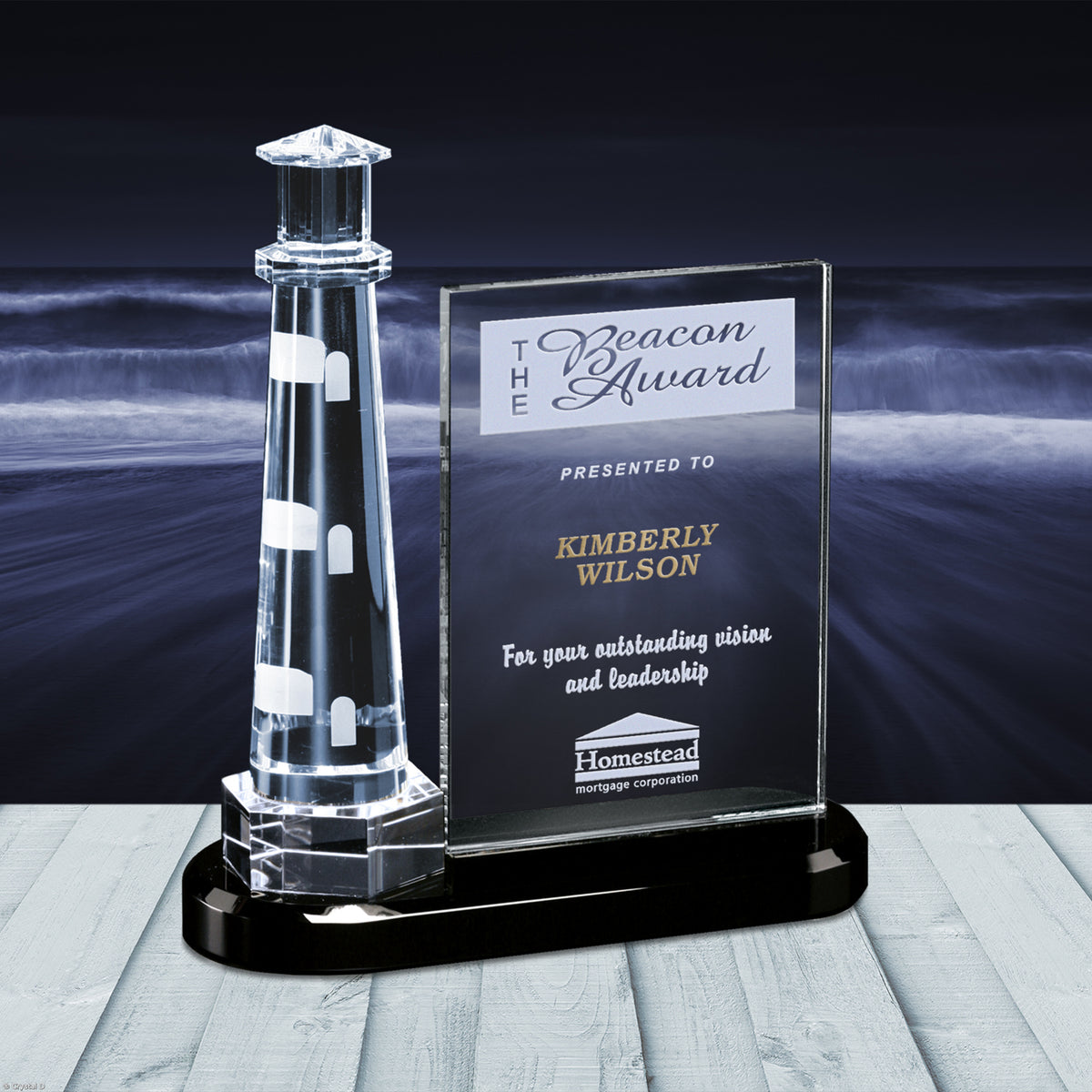 Journey Point Lighthouse 9-1/2" - Crystal D