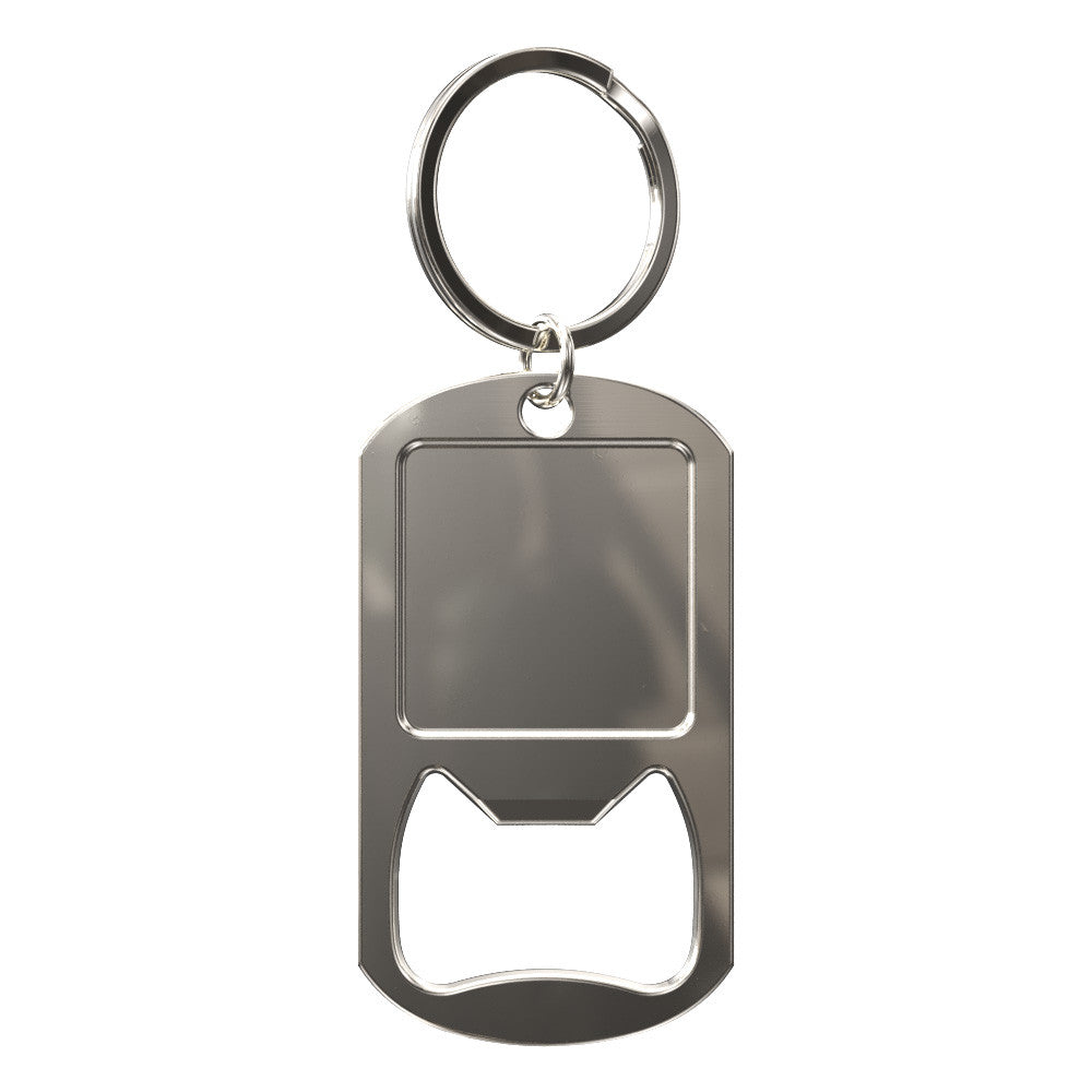 Bottle Opener Square Key Tag w/ Split Ring