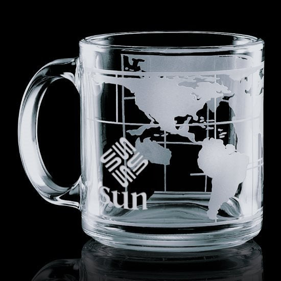 Bismarck Globe Mug - 13oz with custom deep-etch engraving