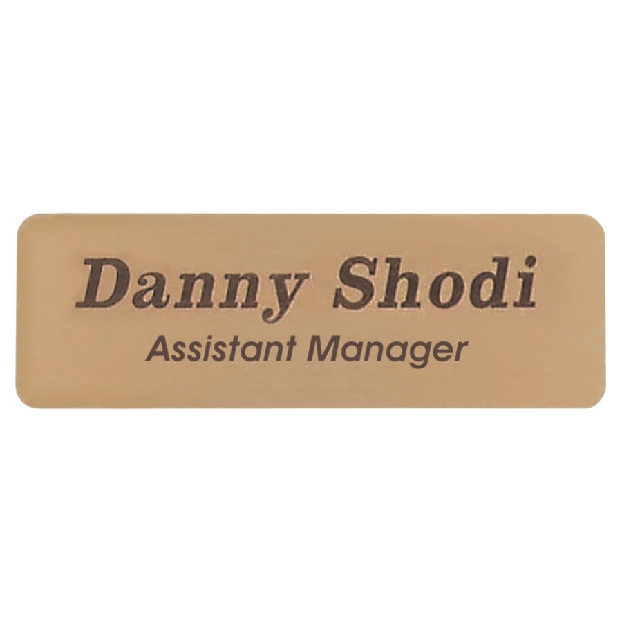 Personalized Brass Name Badge – 2.75 x 0.875 inches, Gold Brass