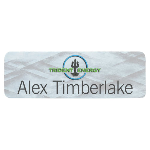 Personalized White Aluminum Name Badge – Classic Rectangle