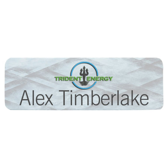 Personalized White Aluminum Name Badge – Classic Rectangle
