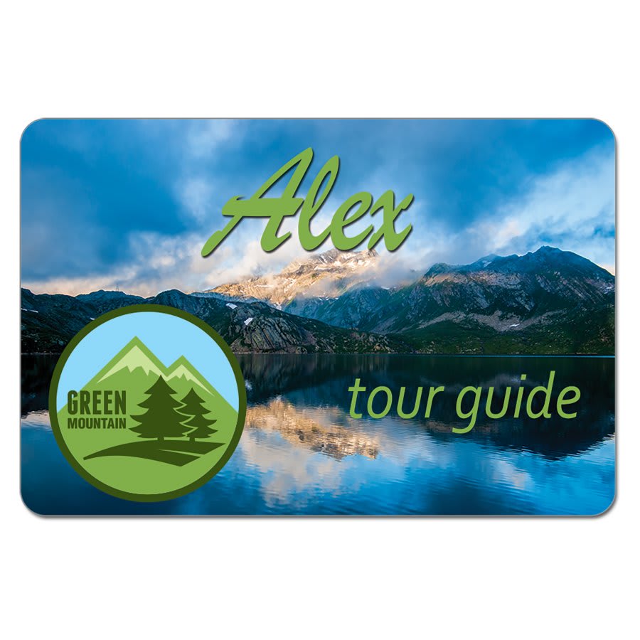Personalized Aluminum Name Badge – Rounded Corners – 3 x 2 inches, Gloss White