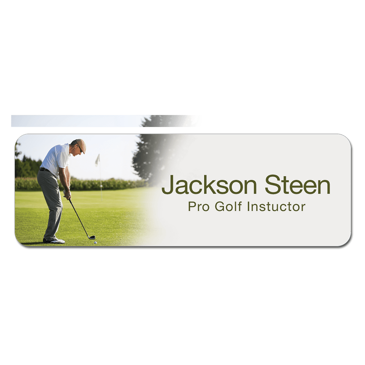 Personalized Composite Name Badge – Rounded Corners – 3 x 1 inches, Gloss White