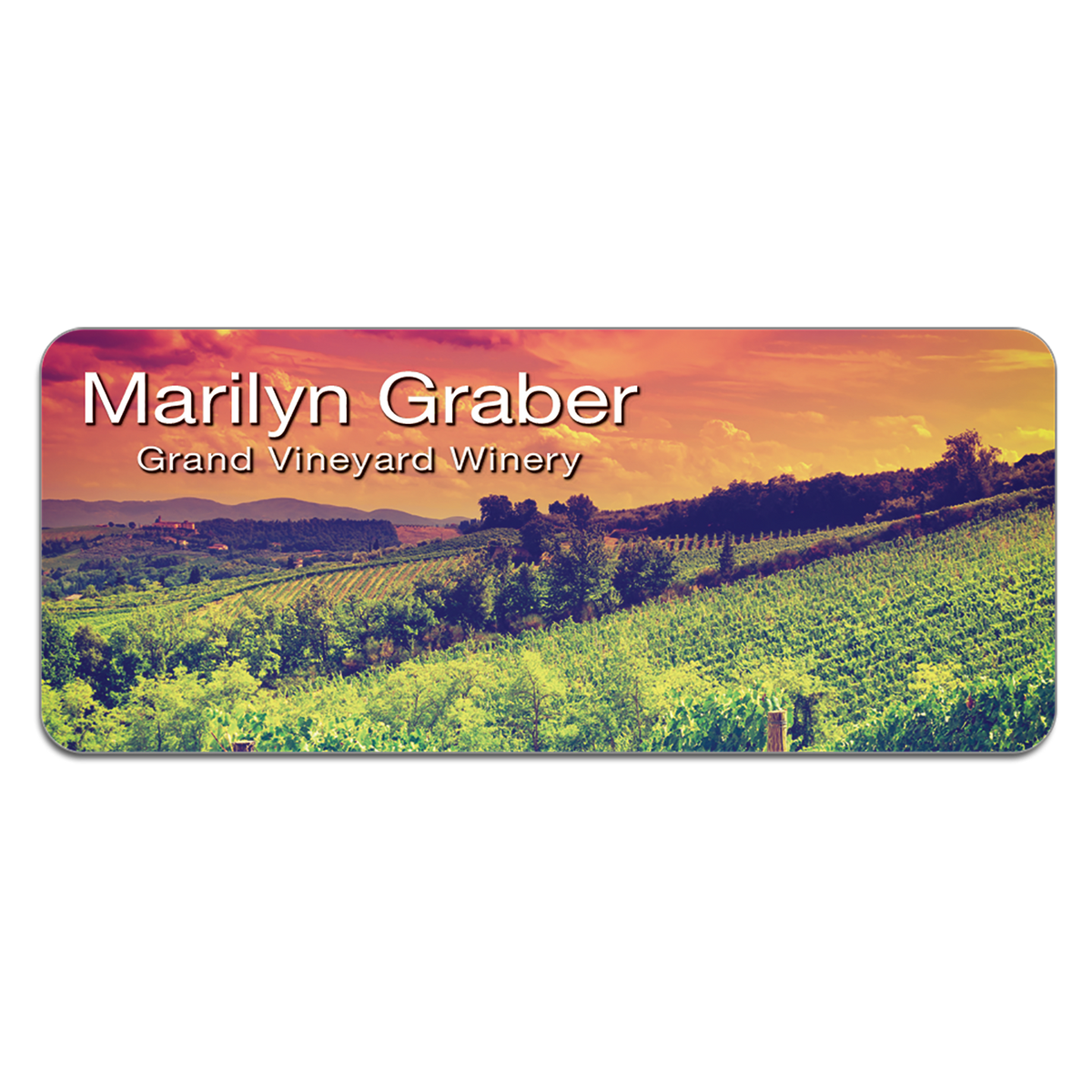 Personalized Composite Name Badge – Rounded Corners – 3 x 1.25 inches, Gloss White