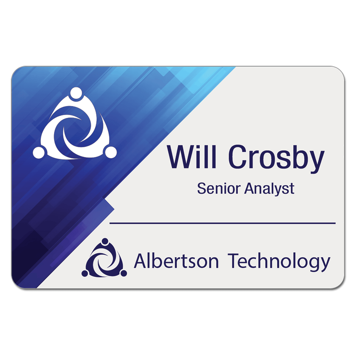 Personalized Composite Name Badge – Rounded Corners – 3 x 2 inches, Gloss White