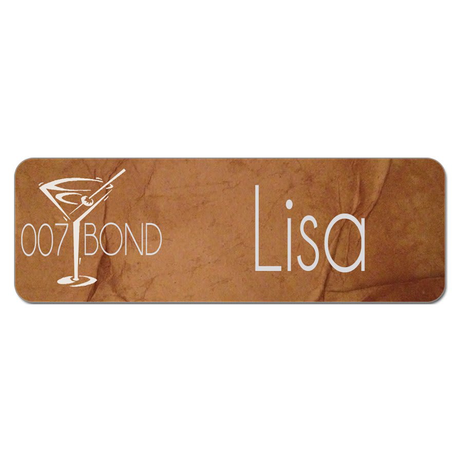 Personalized Color Aluminum Name Badge – 3 x 1 inches, Gloss White