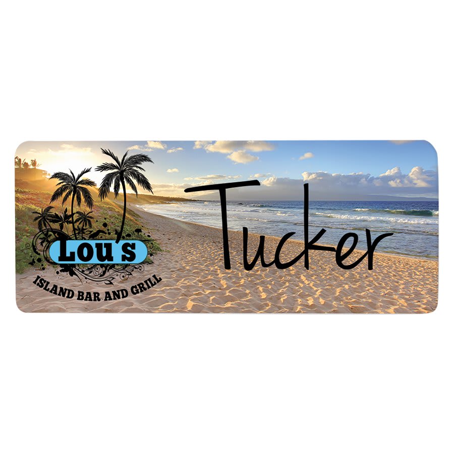Personalized Color Aluminum Name Badge – 3 x 1.25 inches, White