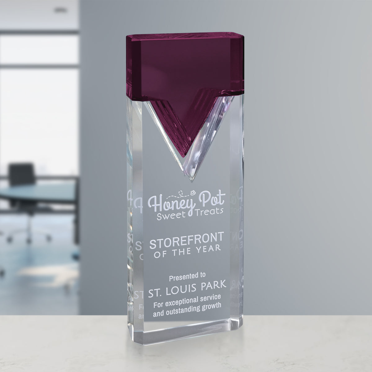 Nobility Purple Award 8-3/4" - Crystal D