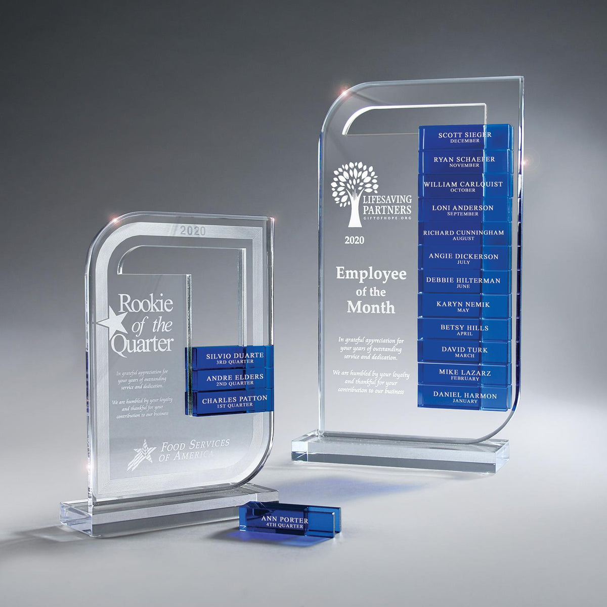 Clear Lucite Perpetual Award – Large, Blue