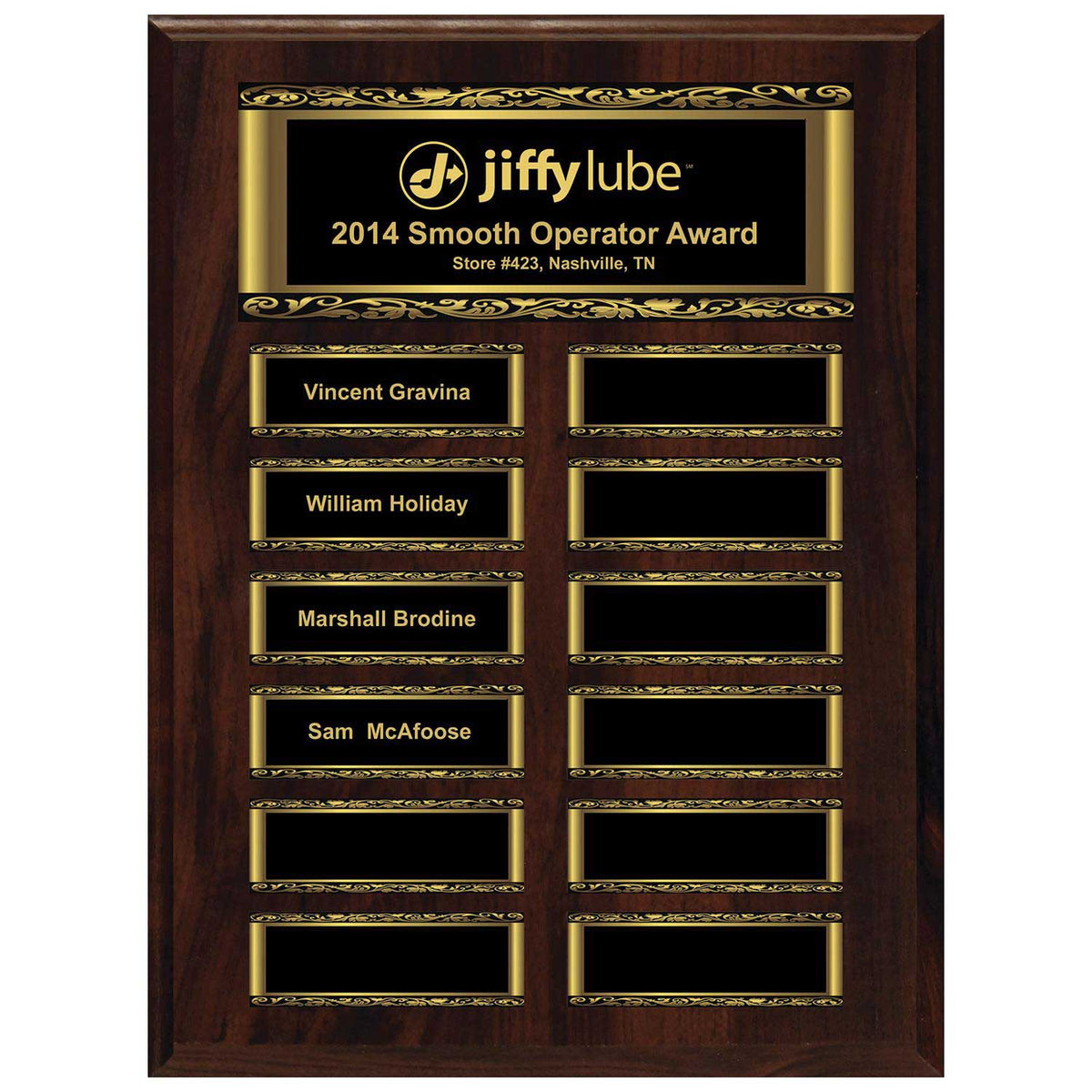 Walnut Scroll Border Perpetual Plaque – 12 Plates