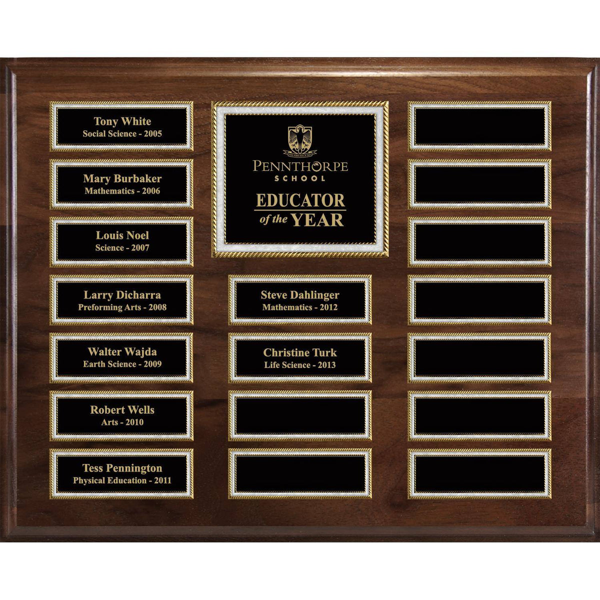 Genuine Walnut Pearl Border Magnetic Perpetual Plaque – 18 Plates