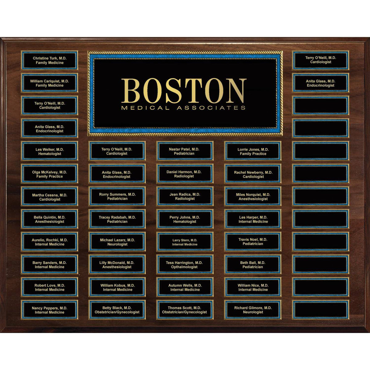 Genuine Walnut Blue Border Magnetic Perpetual Plaque – 48 Plates