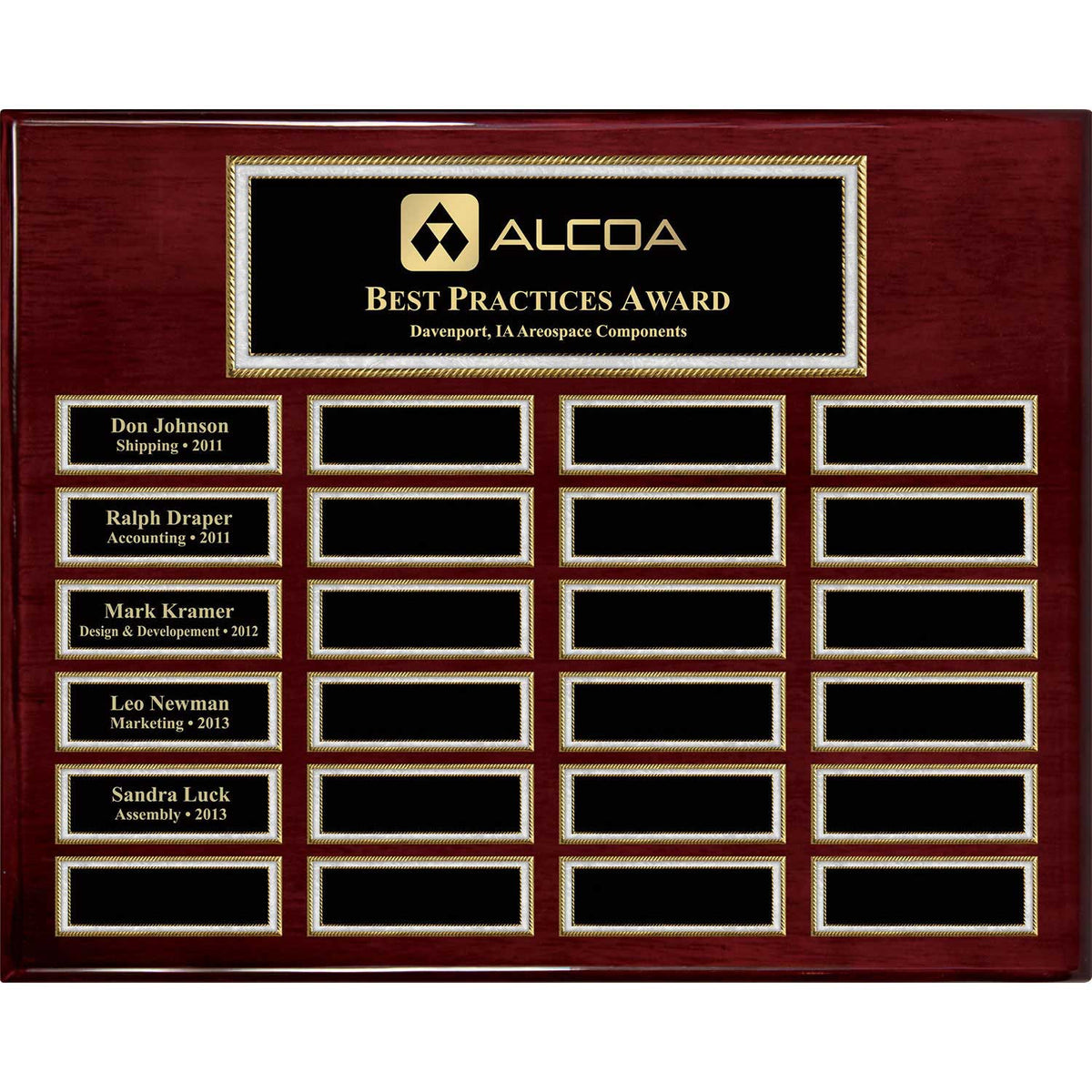 Rosewood Piano Pearl Border Perpetual Plaque – 24 Plates
