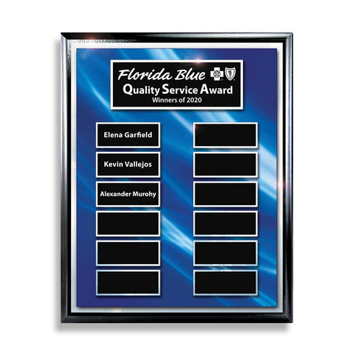 Ebony Blue and Silver Perpetual Plaque – 12 Plates