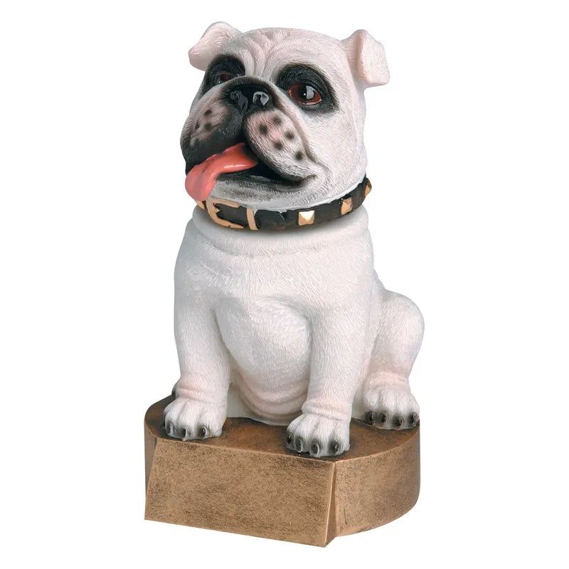 Mascot Bobble Head Bulldog White - 6"