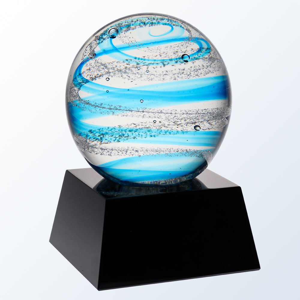 Blue Snow Globe Art Glass Award